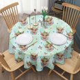 thumbnail image 3 of Green Highland Cow Flower Pattern Round Tablecloth 60"x60",Wrinkle Wipeable Table Cloth for Kitchen Dining Room Picnic Patio Party, 3 of 6
