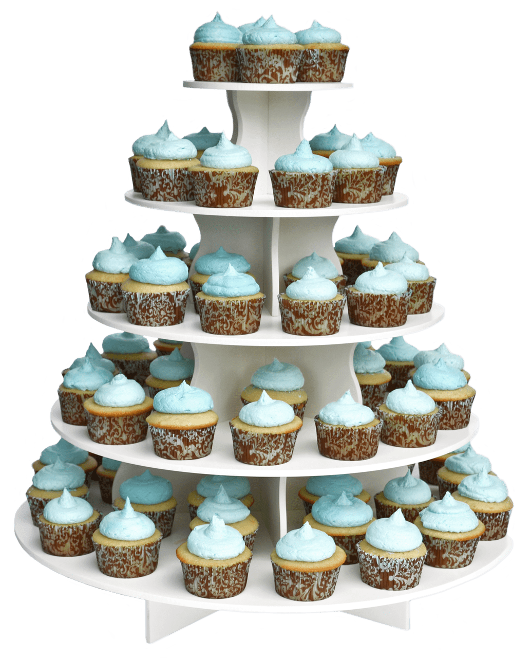 The Smart Baker New Quick and Easy 2 in 1 Round Cupcake Tower Stand - Reusable As 3 or 5 Tier Cupcake Stand - Holds 90+ Cupcakes