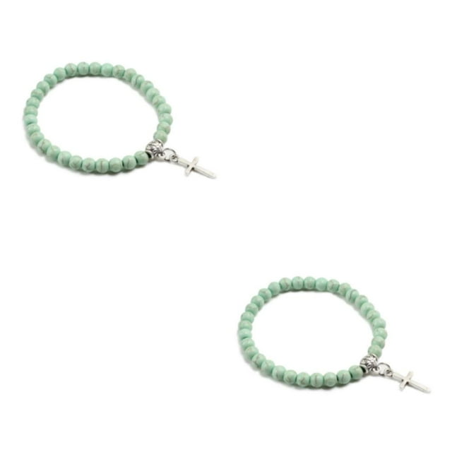 relayinert Bracelets Pendentifs Croix Confortables pour Look Tendance Large Application Légère Vert 2Set