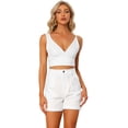 thumbnail image 1 of Camisola de 2 piezas Allegra K para mujer informal verano sin mangas nudo en la espalda pantalones cortos blanco S, 1 of 5