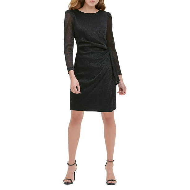 Tommy Hilfiger Womens Midi Metallic Sheath Dress Black 16 - Walmart.com