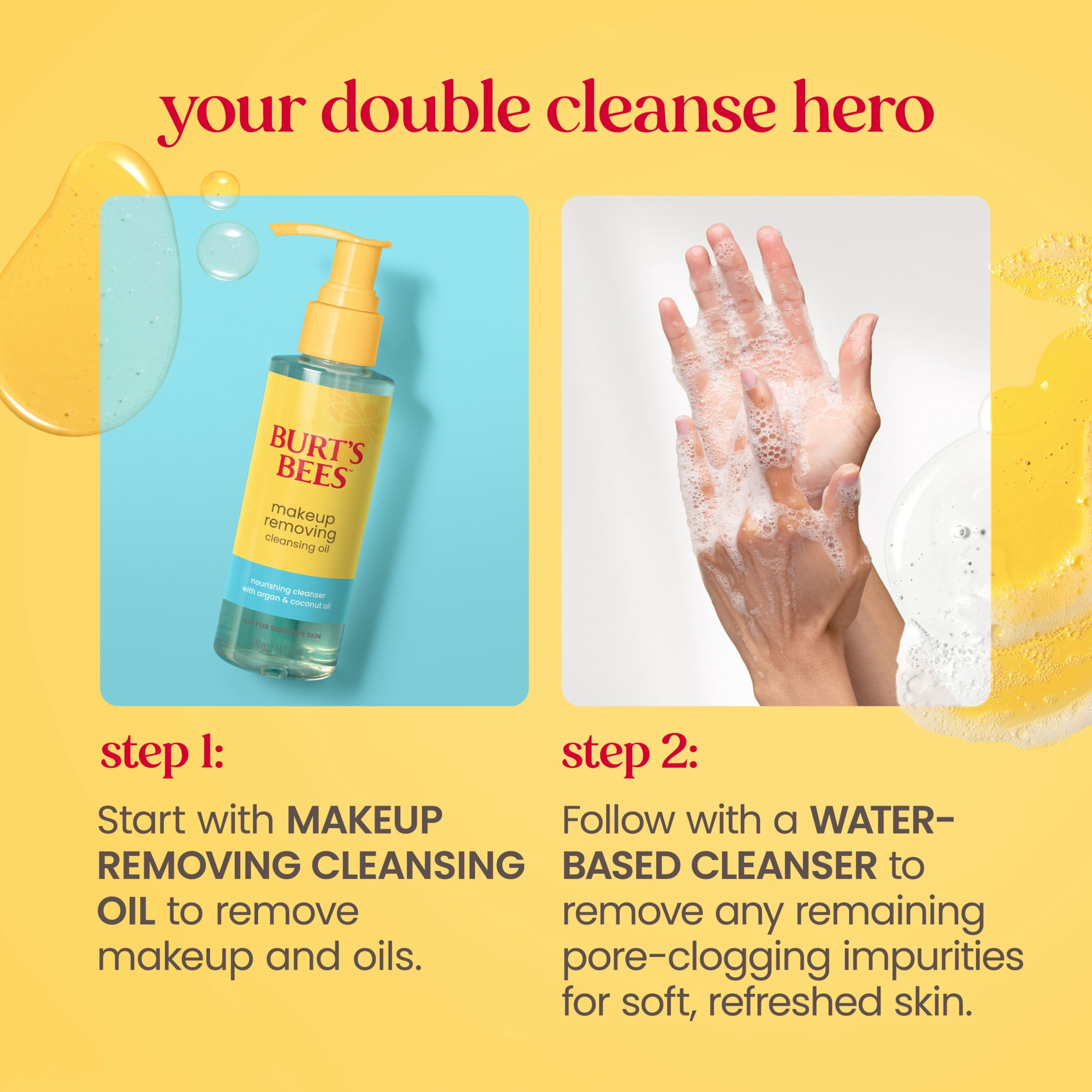 Burt's Bees Makeup Removing Cleansing Face Oil with Argan and Coconut Oil, 5 fl oz