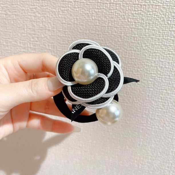Banda para el cabello con camelia, elegante cuerda para el cabello con flores, elegante cuerda para el cabello con forma de bola, banda de goma para el cabello con lazo estilo sur, tocado
