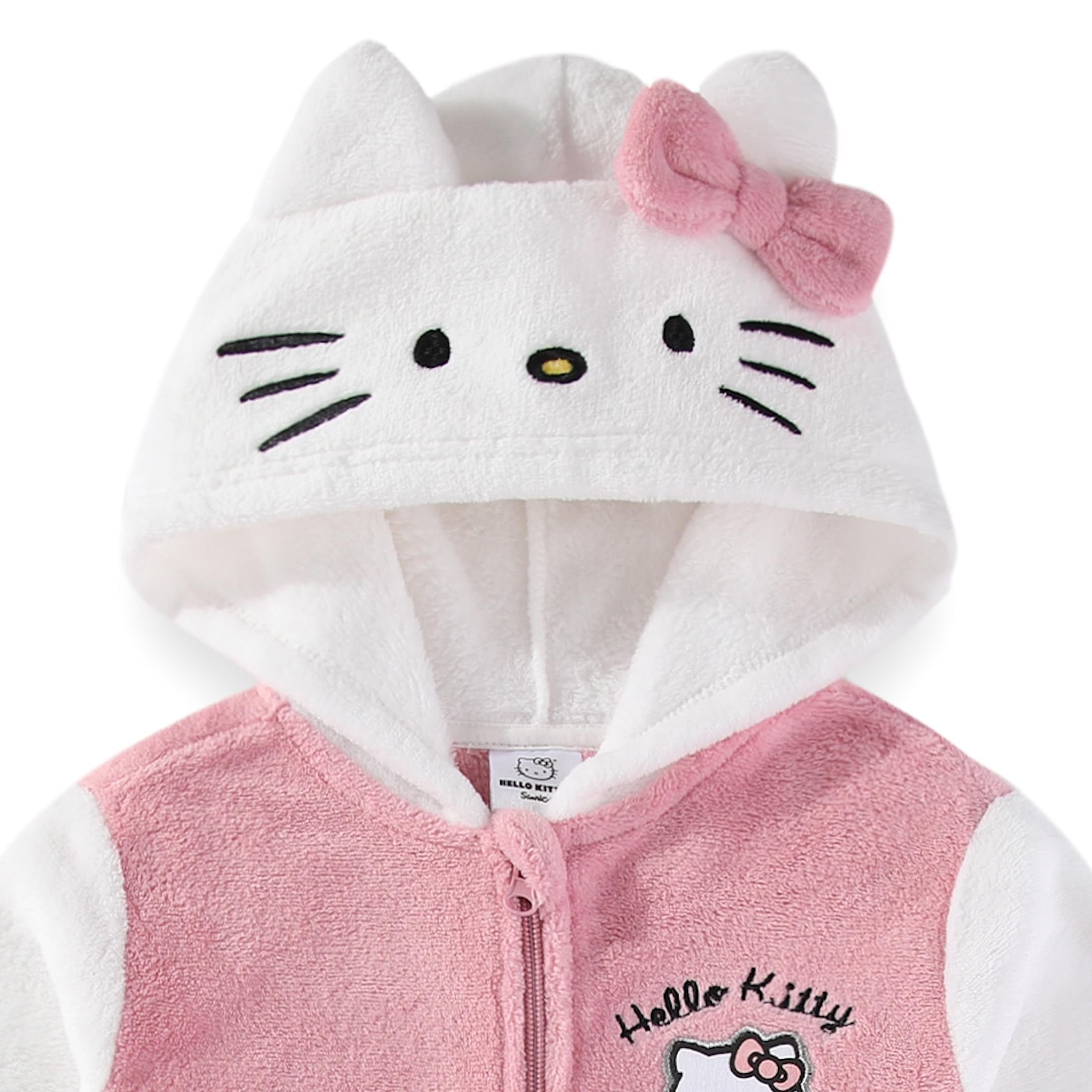 Hello Kitty Sanrio Cosplay Hooded Coverall with Ears and Bow (Girls), Sizes 3T-12