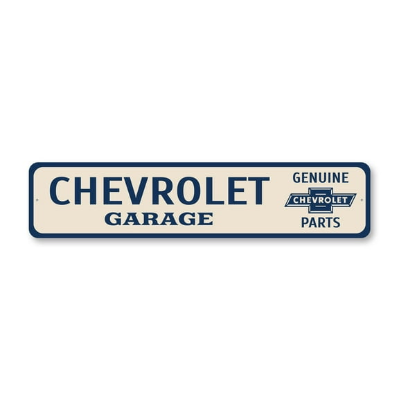 Chevrolet Garage Genuine Chevy Parts Aluminum Metal Decor Sign - 4x18 inches