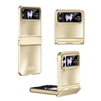 Dteck Samsung Galaxy Z Flip 3 Case with Hinge Protection, Z Flip3 5G Case Hybrid Shockproof Frosted PC Plating Full Body Protective Phone Case for Samsung Galaxy Z Flip3,Gold