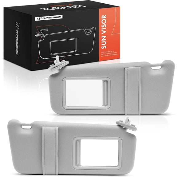 A-Premium Driver & Passenger Sun Visor Compatible with Toyota Venza 2009 2010 2011 2012 2013 2014 2015 2016 - with Vanity Mirror, with Vanity Light, Gray Color - Replaces 743200T022B1, 743100T022B1