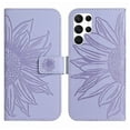 thumbnail image 2 of Cowithday Flip Wallet Cover Case for Samsung Galaxy S23 Ultra 5G Phone, S23 Ultra TPU Case, PU Leather Embossed Sunflower Shockproof Kickstand Slim Magnetic Case for Samsung S23 Ultra 5G, Lightpurple, 2 of 12