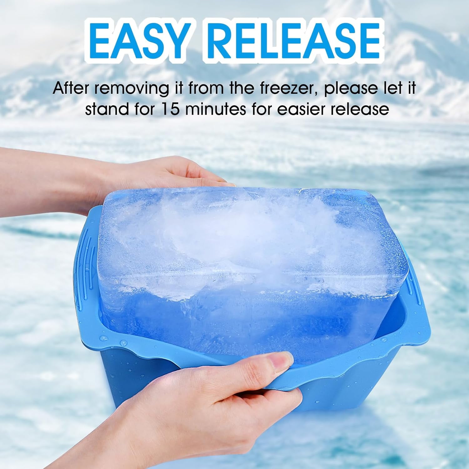 6PCLarge Ice Cube Molds 38LB Ice Bath Water Chiller Giant Ice Block Molds Silicone Ice Block Maker For Home, Thicker Big Ice Cube Tray Reusable Athletes Cold Plunge Accessories,Blue+Orange
