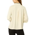 thumbnail image 3 of INSPIRE CHIC Women's Button Down Office Ruffle Stand Collar Long Sleeve Work Shirt, 3 of 7