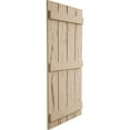 thumbnail image 4 of Ekena Millwork 23 1/2"W x 58"H Rustic Four Board Spaced Board-n-Batten Hand Hewn Faux Wood Shutters (Per Pair), Primed Tan, 4 of 11