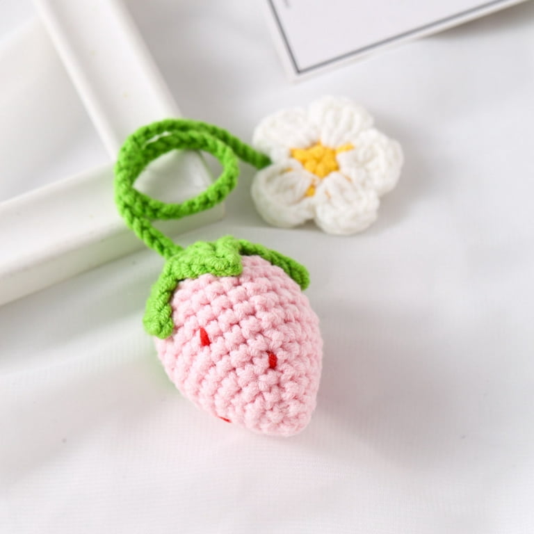 Feildoo Cute Crochet Strawberry Car Hanging Ornament for Car