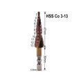 thumbnail image 3 of Mango Hexagonal M35 Con Broca Escalonada De Cobalto, Abridor De Agujeros De Metal De Acero Inoxidable, Taladro Pagoda De Doble Hoja, Caja De Plástico 3-13 Cateissary HA016838-00, 3 of 5