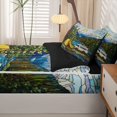 thumbnail image 4 of catabedysis Stained Glass Camping Zipper Full Size Comforter Sets with Fitted Sheet and 2 Pillowcases,Tent Van Print Zipper Bedding Set For Boys,Multicolor,Black Reversible,4 Pieces, 4 of 7