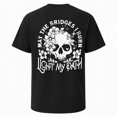 thumbnail image 2 of Women’s Gothic Skull Floral Graphic T-Shirt, Unisex Classic Fit Cotton Tee, 2 of 9
