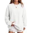 thumbnail image 2 of Oversized Sweatshirts Women Crewneck 2026 Fall Cute Fleece Pullover Top | Loose Fit Long Sleeve Sweatshirt no Hood, Drop Shoulder Tops, Workout Athletic Cozy, Airport Travel Clothes White,L, 2 of 7