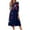 Dark Blue, variant on Women's 4th of July Patriotic Dress, Women Round Neck Three-Quarter Sleeve Midi Dress, Independence Day American Flag Printed Dress, Loose Fit Bohemian Beach Sundress with Side Pockets,Beige L
