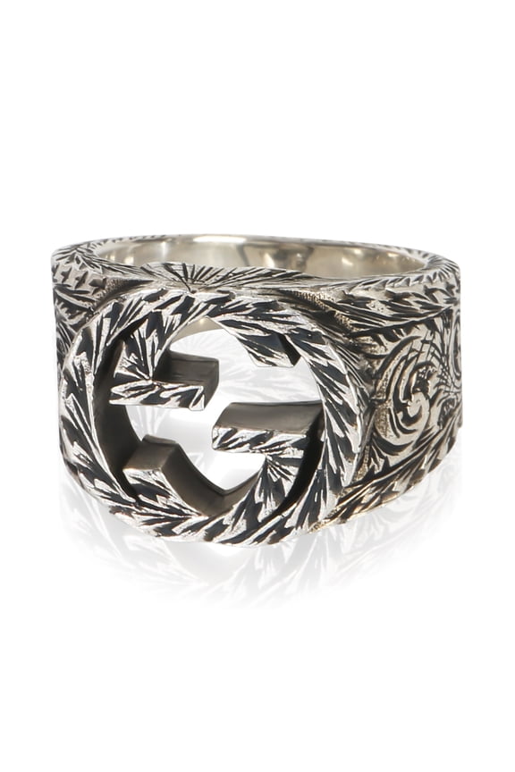 Pre-Owned Sterling Silver Gucci Interlocking G Paisley Ring, Size 6
