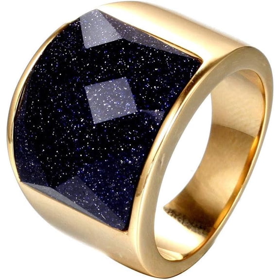 Jiaoiudi Men’s Stainless Steel Ring, Faceted Design Wide Band Ring for Men, Modern Statement Style with Unique Accent Detail, Mens Fashion Ring for Daily Wear and Gift Choice, Sizes 7-12