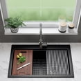 thumbnail image 3 of 33" x 22" Workstation Kitchen Sink, Quartz Kitchen Sink, Single Bowl Sink, Drop-in Sink, Granite Kitchen Sink, Galaxy Black Kitchen Sink, with Accessories by Lexicon Platinum LP-750TM-K, 3 of 7