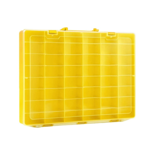 Caja de almacenamiento de juguetes, contenedor de almacenamiento con 48 compartimentos, organizador de almacenamiento apilable transparente para Amarillo