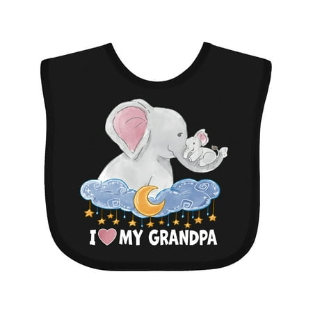 

Inktastic I Love My Grandpa Cute Elephants with Moon and Stars Gift Baby Boy or Baby Girl Bib