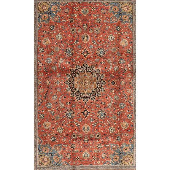 Ahgly Company Indoor Rectangle Traditional Tiger Orange Brown Area Rugs, 8' x 12'