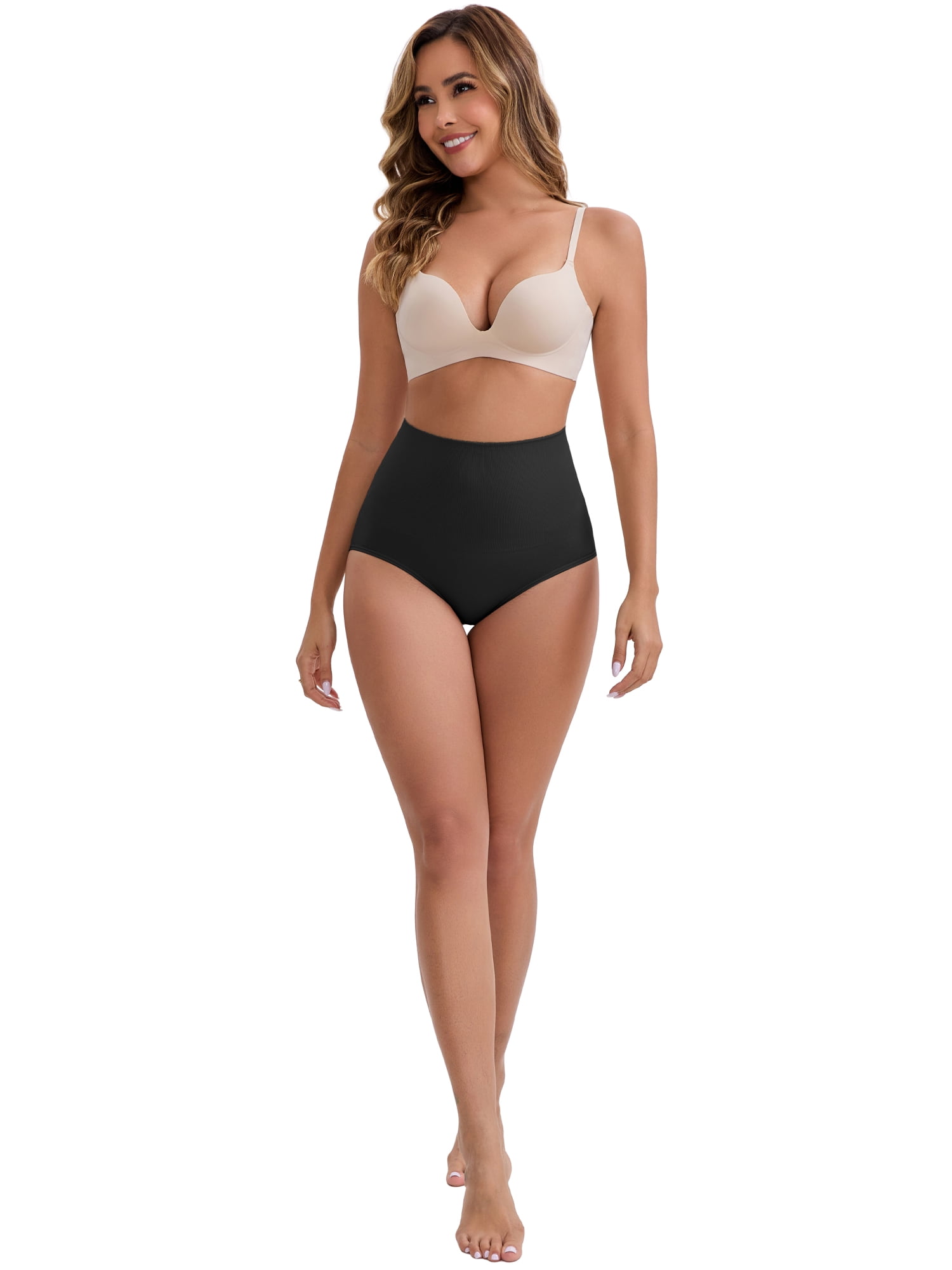 DARING DIVA Women's High-Waisted Butt Lifting Underwear 2 Pack Set S Black, Brown