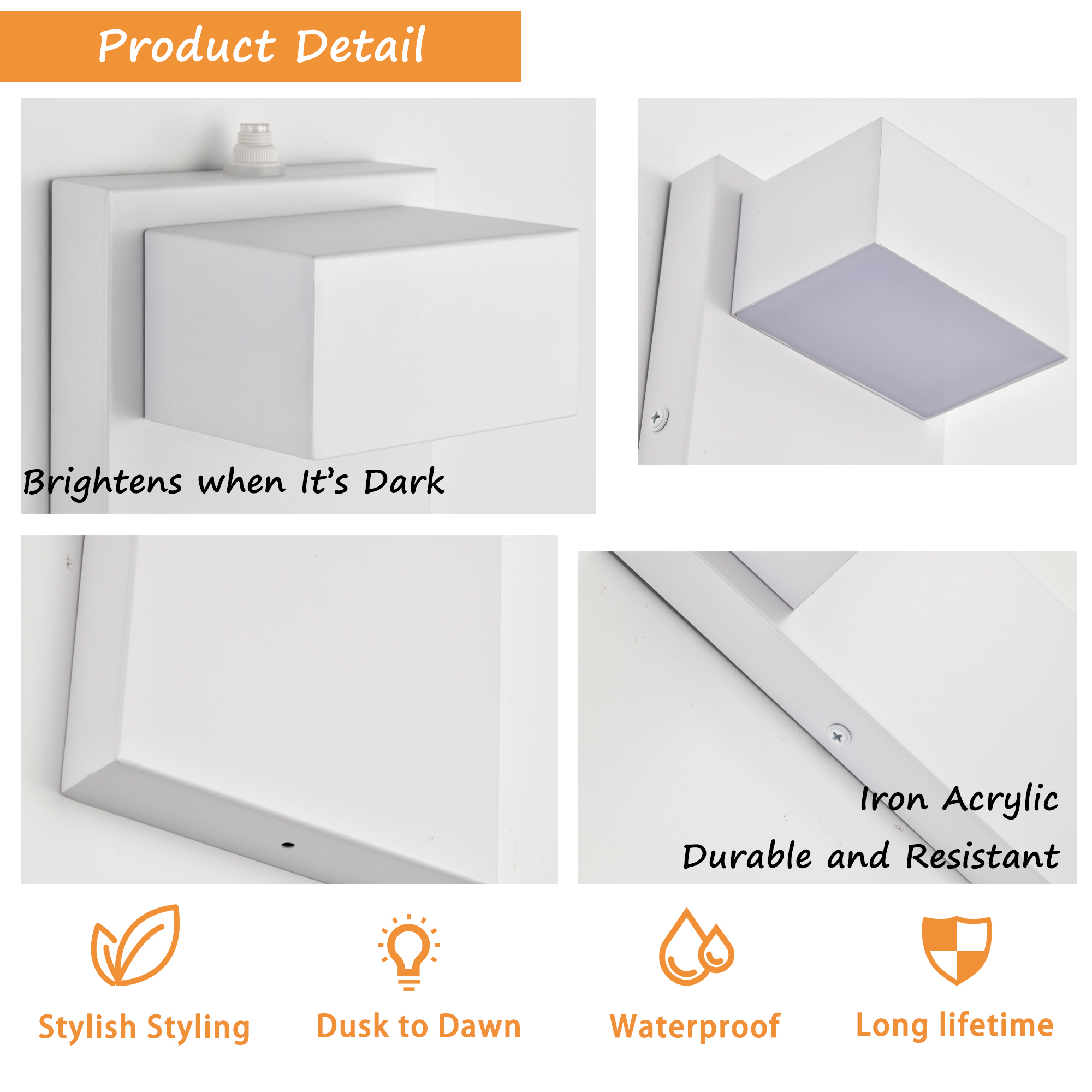 Outdoor Wall Sconce with Dusk to Dawn Sensor, Waterproof LED Porch Light 3000K Warm White for Front Door Garage