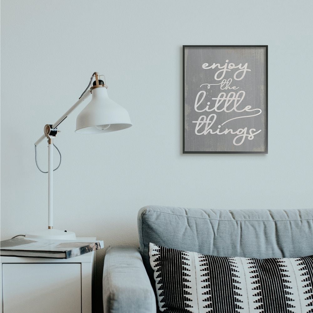 Stupell Industries Enjoy The Little Things Phrase with Distressed Grey Detail Designed by Daphne Polselli