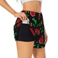 thumbnail image 3 of Lsque Cherry Printed Women's Running Shorts with Liner Pockets,Elastic Quick Dry Workout Athletic Gym Yoga Shorts,Womens High Waist Shorts-Medium, 3 of 9