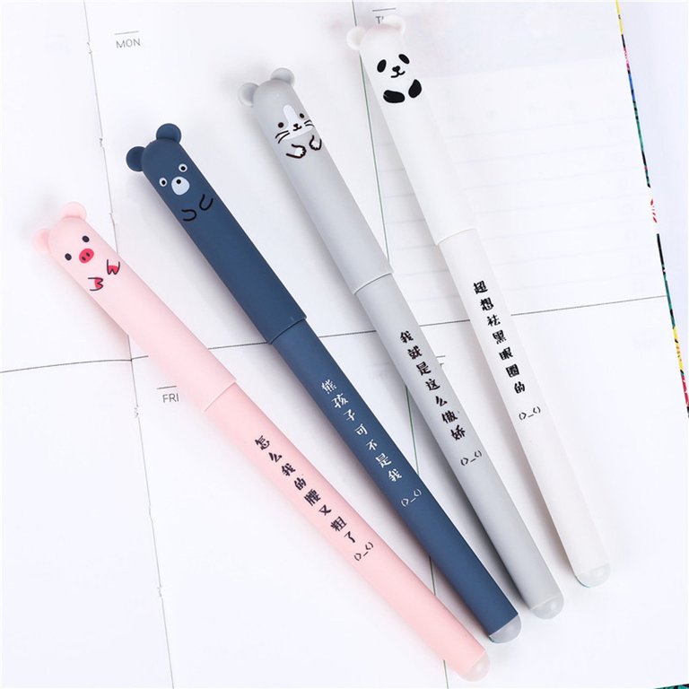 Erasable & Cute Kawaii Retractable Pens - 12 Blue Ink Colored Ballpoint  Pens + 12 Black Ink refills - Kawaii Stationary Office School Supplies
