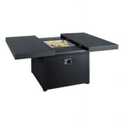 Plank & Hide Aluminum 42" Functional Fire Pit with Sliding Top in Black