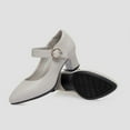 thumbnail image 4 of XIMIN Women's Soft Sole Low Block Heel Mary Jane Pumps Buckle Closed Pointed Toe Dress Pumps Work Shoes Office Shoes Spring and Autumn (6.5, White), 4 of 5