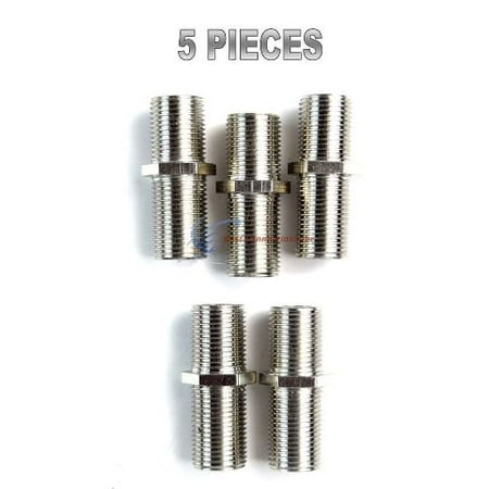 5 Pack F Type Double Female 3GHz F-81 Barrel Splice Connector Coupler