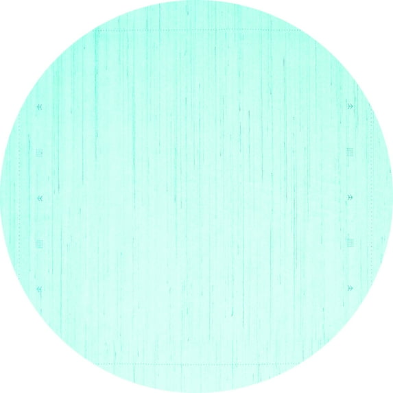 Ahgly Company Indoor Round Solid Turquoise Blue Modern Area Rugs, 4' Round