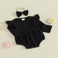 thumbnail image 2 of Infant Baby Girl Boy Rompers Newborn Long Sleeve Jumpsuits Bodysuits with Headband Set, 2 of 7