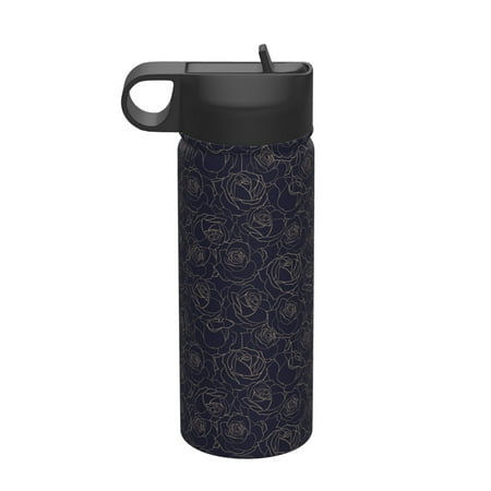 

Adobk Copper-Gold Gloss Outline Rose1 Print Water Bottle 18oz Sports Insulated Kettle for Cycling Gym Basketball Outdoor Suitable as a Present