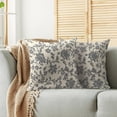thumbnail image 4 of Grey Gray Floral Block Print Pillow Covers 16x16 Set of 2 Rustic Old Style Modern Vintage Flower Pattern Cream Decorative Throw Pillow Cases Outdoor Farmhouse Decoration for Sofa Couch Bed, 4 of 6