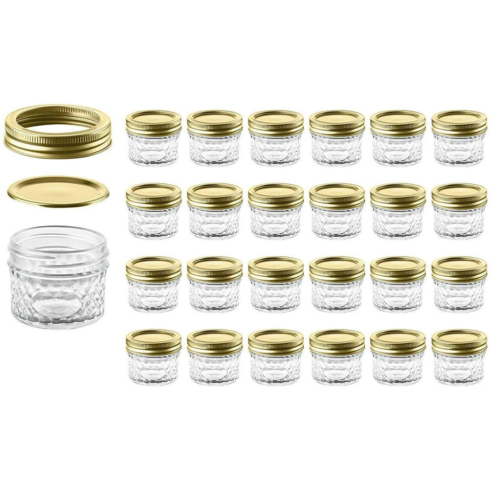 Mason Jars with Glass Lids 4 oz - Nellam Small Canning Jelly Jar Wide