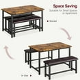 thumbnail image 3 of Garvee 3 Piece Dining Table Set for 4, Modern Industrial Wooden Kitchen Table with 2 Upholstered Benches, Space Saving Metal Frame Dining Set for Living Room, Dining Room, Apartment, 3 of 7