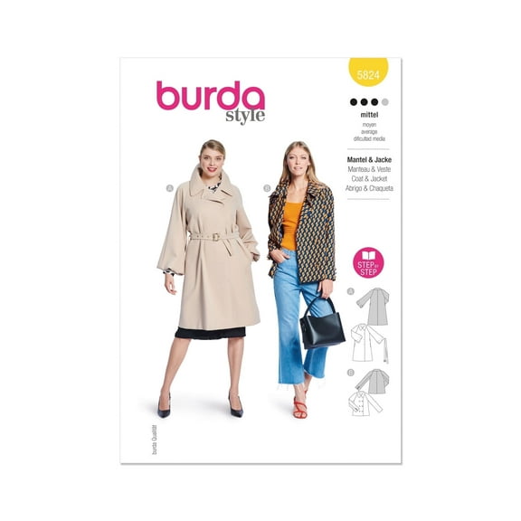 Burda Style Sewing Pattern 5824 - Misses' Jacket & Coat, Size: A (10-20)