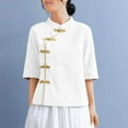 thumbnail image 2 of Women's Short Sleeve Button Down Shirt Tops Blouses for Casual Daily Wear Business Office Vacation Outfits Fashion Essential Gift for Ladies | CSEONE,White XL, 2 of 7