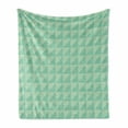 thumbnail image 1 of Mint Soft Flannel Fleece Blanket, Symmetrical Half Cut Squares with Triangles Retro Style Checkered Pattern, Cozy Plush for Indoor and Outdoor Use, 70" x 90", Mint and Almond Green, by Ambesonne, 1 of 6