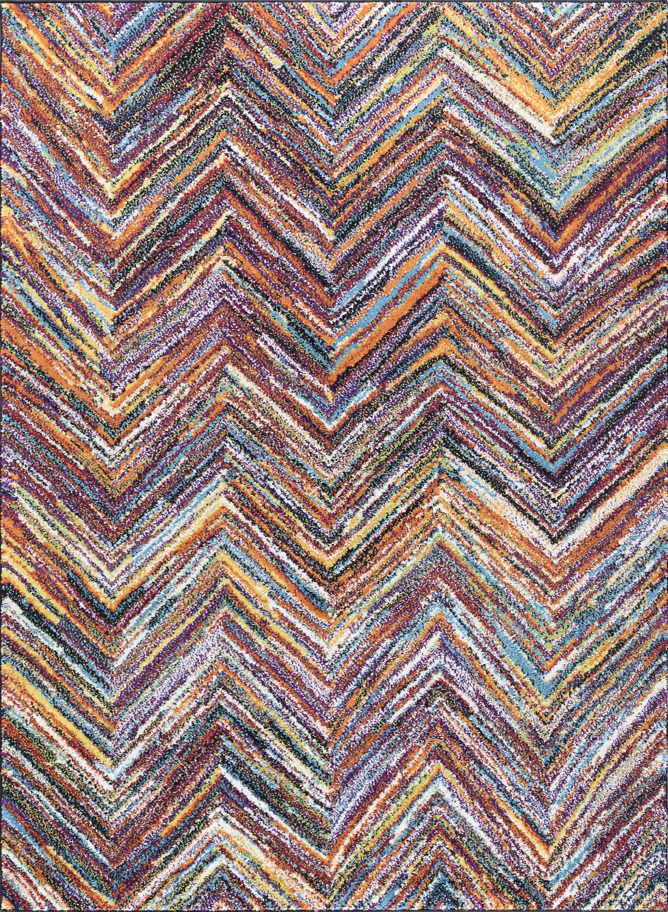 Contemporary 5x8 Area Rug (5'3'' x 7'3'') Chevron Multi-Color Living Room Easy to Clean