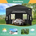 thumbnail image 5 of COBIZI 10x10 Pop Up Canopy Tent with 4 Sidewalls, One-Push Setup, Glow Strips, 3 Heights, Air Vent, Waterproof UPF 50+, Carry Bag, Sandbags, Stakes & Ropes for Outdoor Party & Beach, Black, 5 of 8