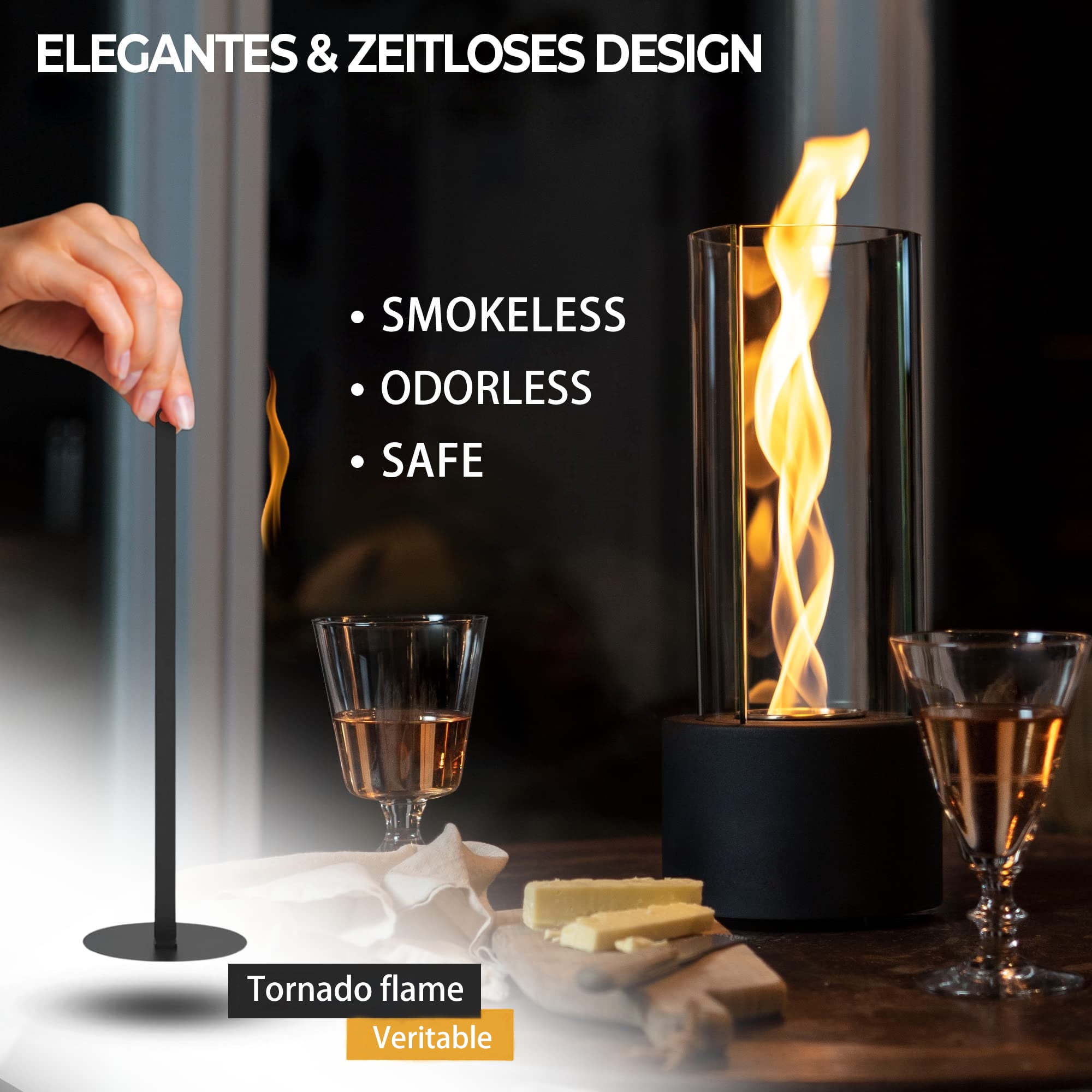 EAST FLAME Tornado Smore Maker 60-90 Mins Burning, Portable Table Fire Indoor & Outdoor Gift for Birthday, Home Decor, Housewarming