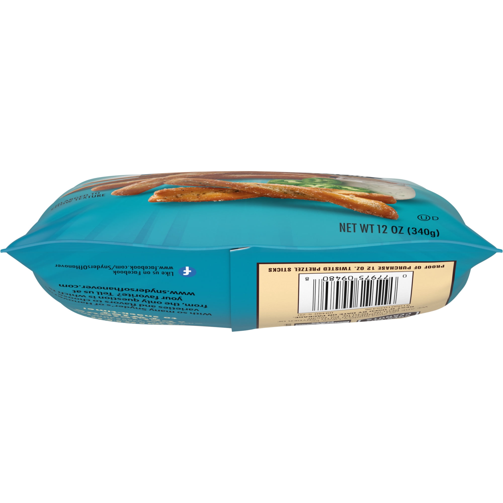 (3 pack) Snyder's of Hanover Jalapeno Ranch Flavored Twisted Pretzel Sticks, 12 oz Bag