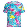 thumbnail image 5 of Flamingo Pattern T Shirts Basic T-Shirt Short Sleeve Ladies Tee Shirt Summer Graphic Clothing, 5 of 6
