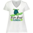 thumbnail image 3 of Inktastic Miami Beach, Florida Happy Sea Turtle Women's Plus Size V-Neck T-Shirt, 3 of 5